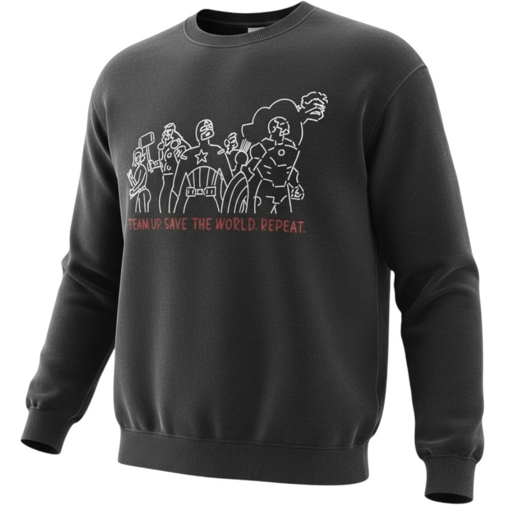 Marvel Avengers graphic sweatshirt minimalist line-art Yu Nagaba L Thor America